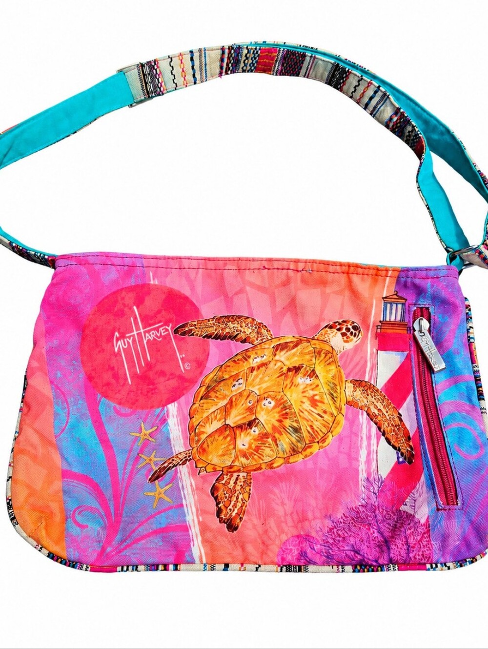 Guy‎ Harvey TURTLE tote Bag Purse Crossbody Adjustable Strap